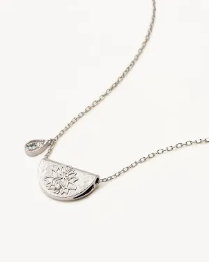 Sterling Silver Lotus Birthstone Necklace - March - Aquamarine Bycharlotte