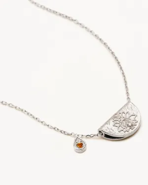 Sterling Silver Lotus Birthstone Necklace - November - Citrine Bycharlotte