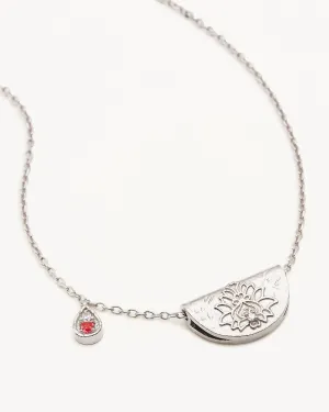 Sterling Silver Lotus Birthstone Necklace - October - Pink Tourmaline Bycharlotte