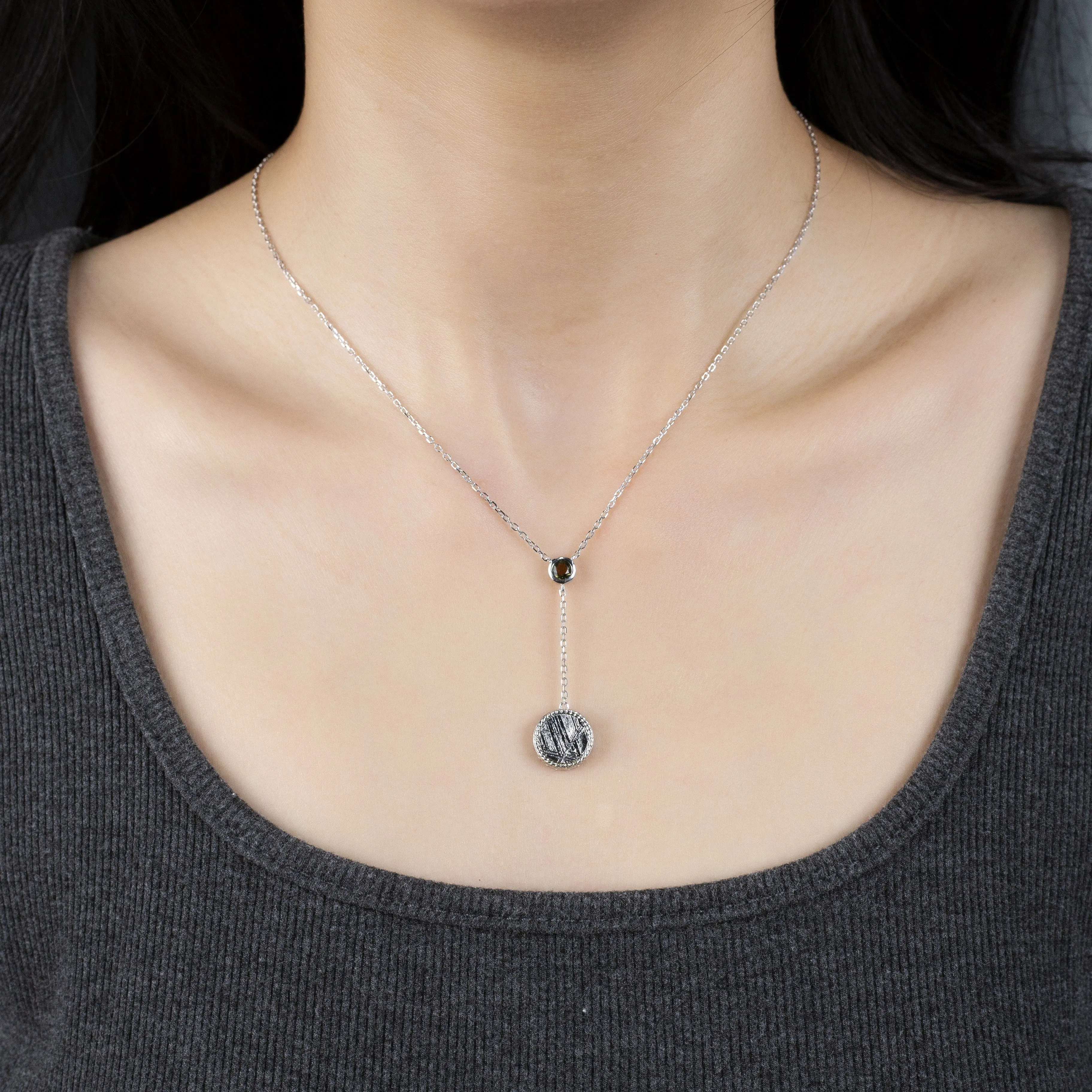 Sterling Silver Meteorite Drop Pendant