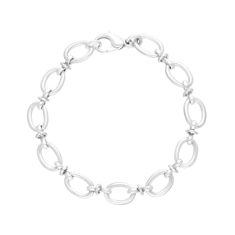 Sterling Silver Oval Link Handmade Bracelet