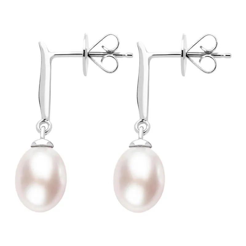 Sterling Silver Pink Pearl Pod Top Drop Earrings