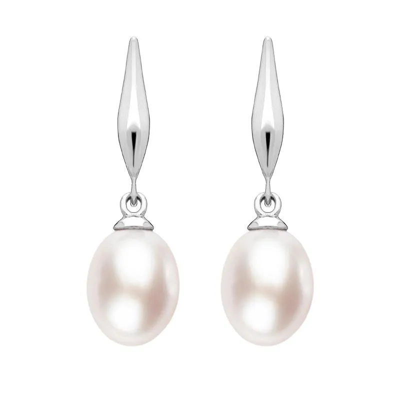 Sterling Silver Pink Pearl Pod Top Drop Earrings