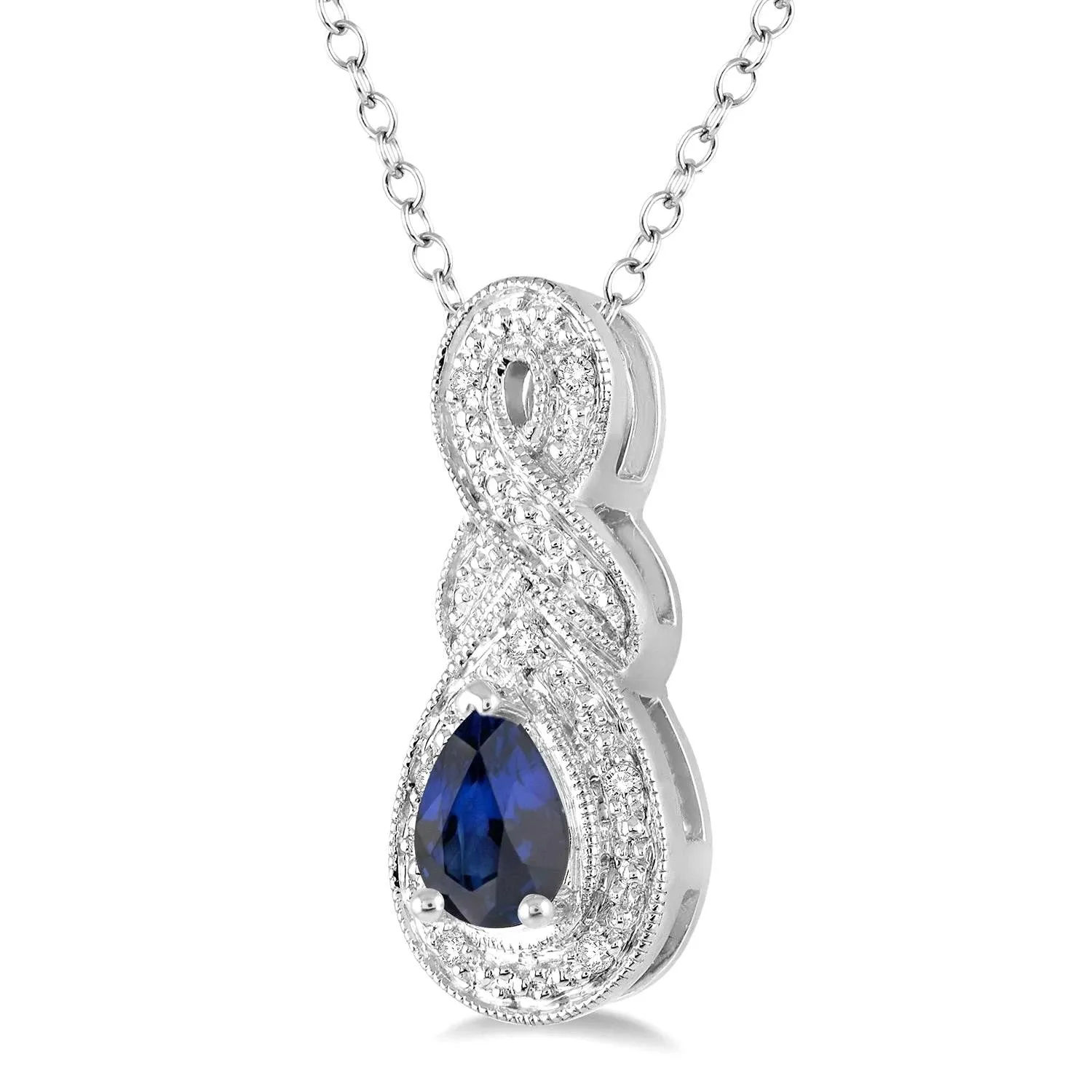 Sterling Silver Sapphire and Diamond Pendant