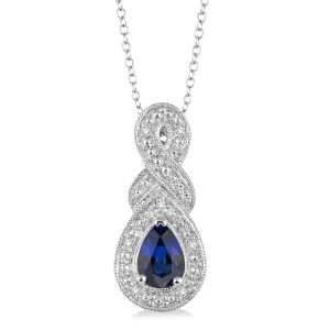 Sterling Silver Sapphire and Diamond Pendant