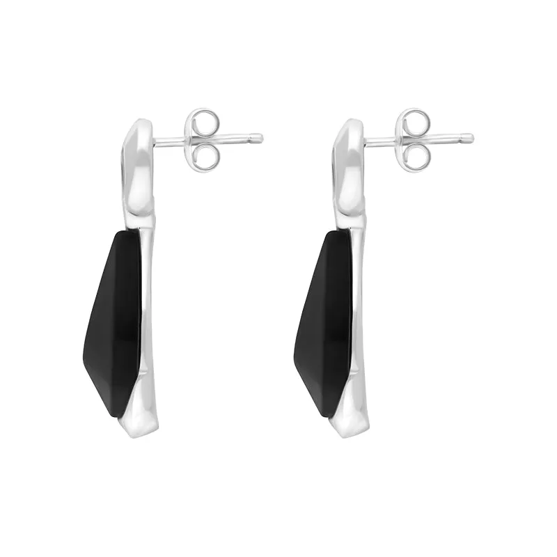 Sterling Silver Whitby Jet Organic Curved Pear Drop Two Piece Set