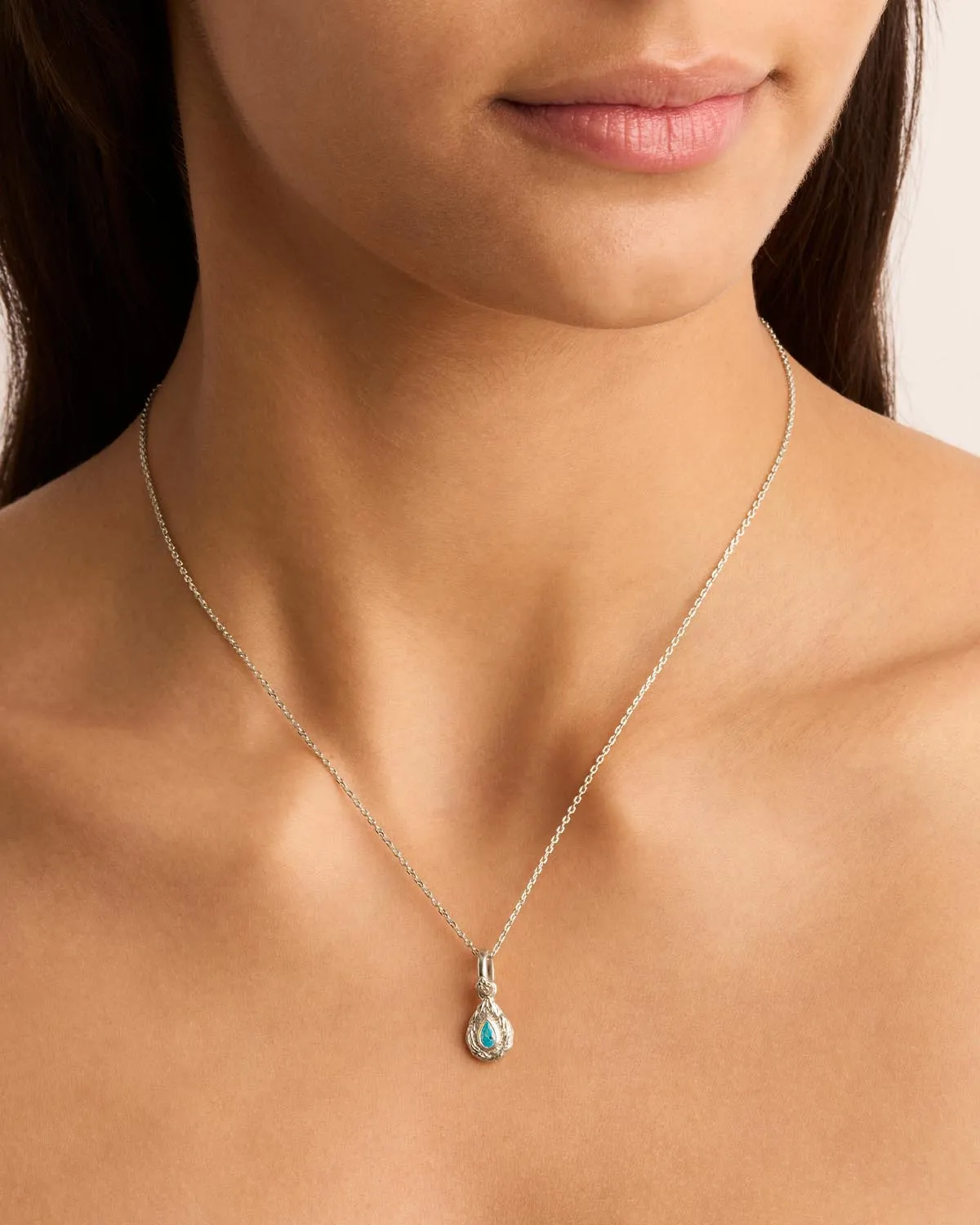 Sterling Silver With Love Birthstone Annex Link Pendant - December Bycharlotte