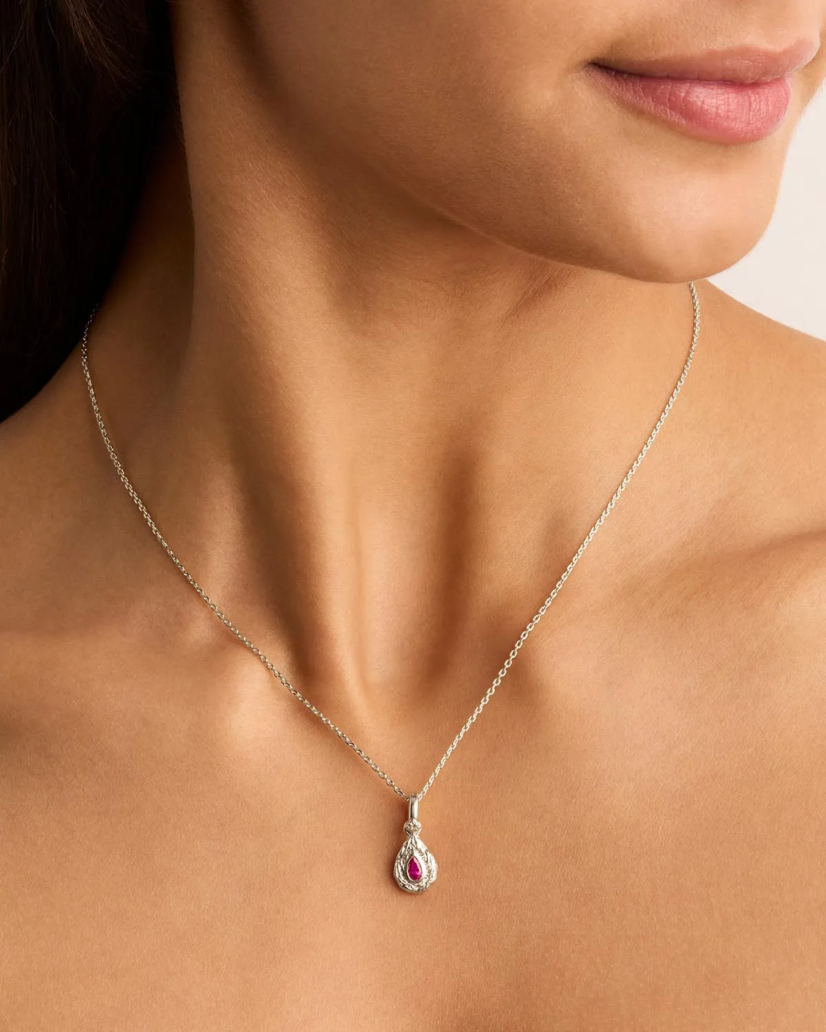 Sterling Silver With Love Birthstone Annex Link Pendant - July Bycharlotte