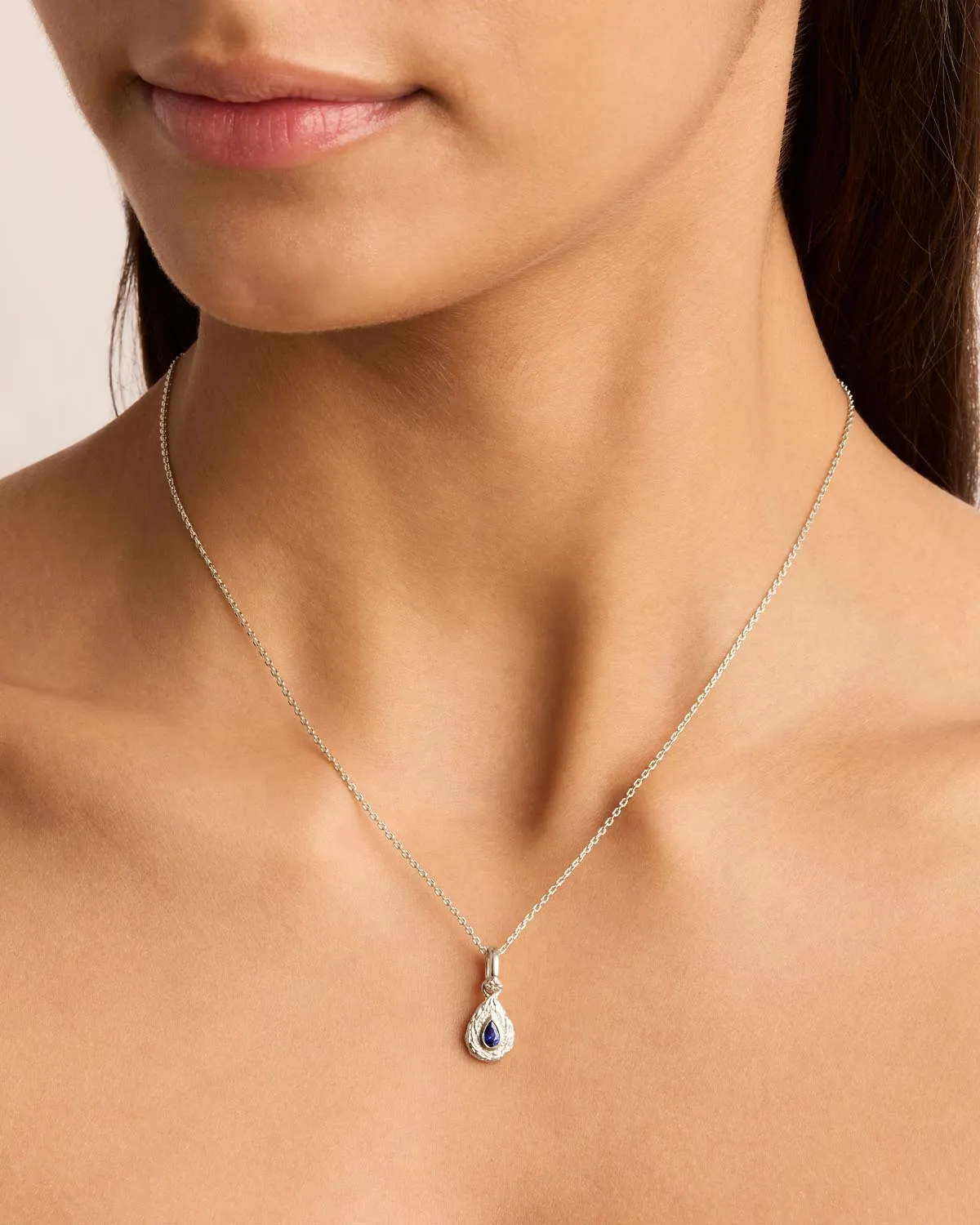 Sterling Silver With Love Birthstone Annex Link Pendant - September Bycharlotte