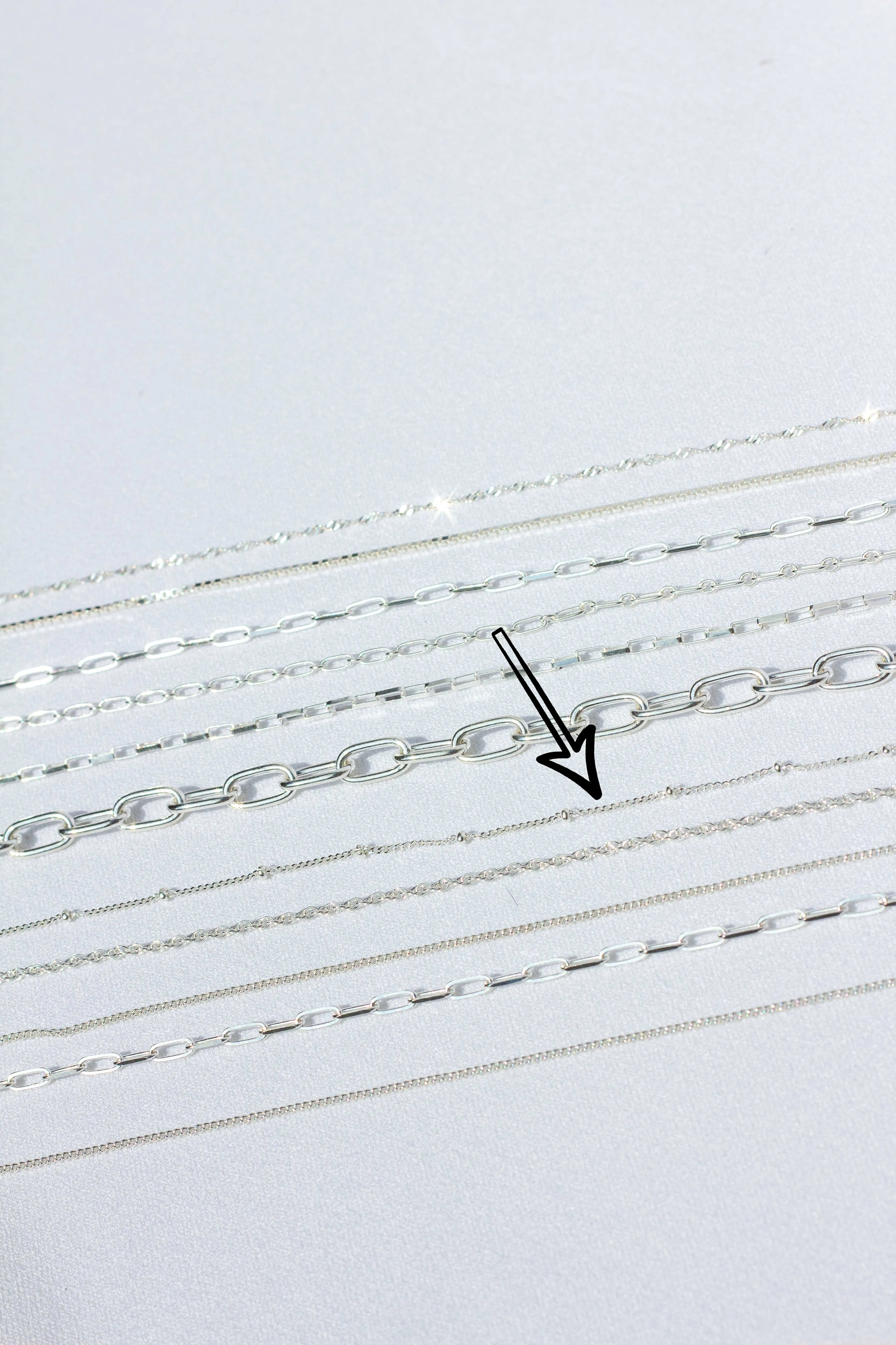 Stud chain necklace silver (45cm & 55cm) Wildthings Collectables