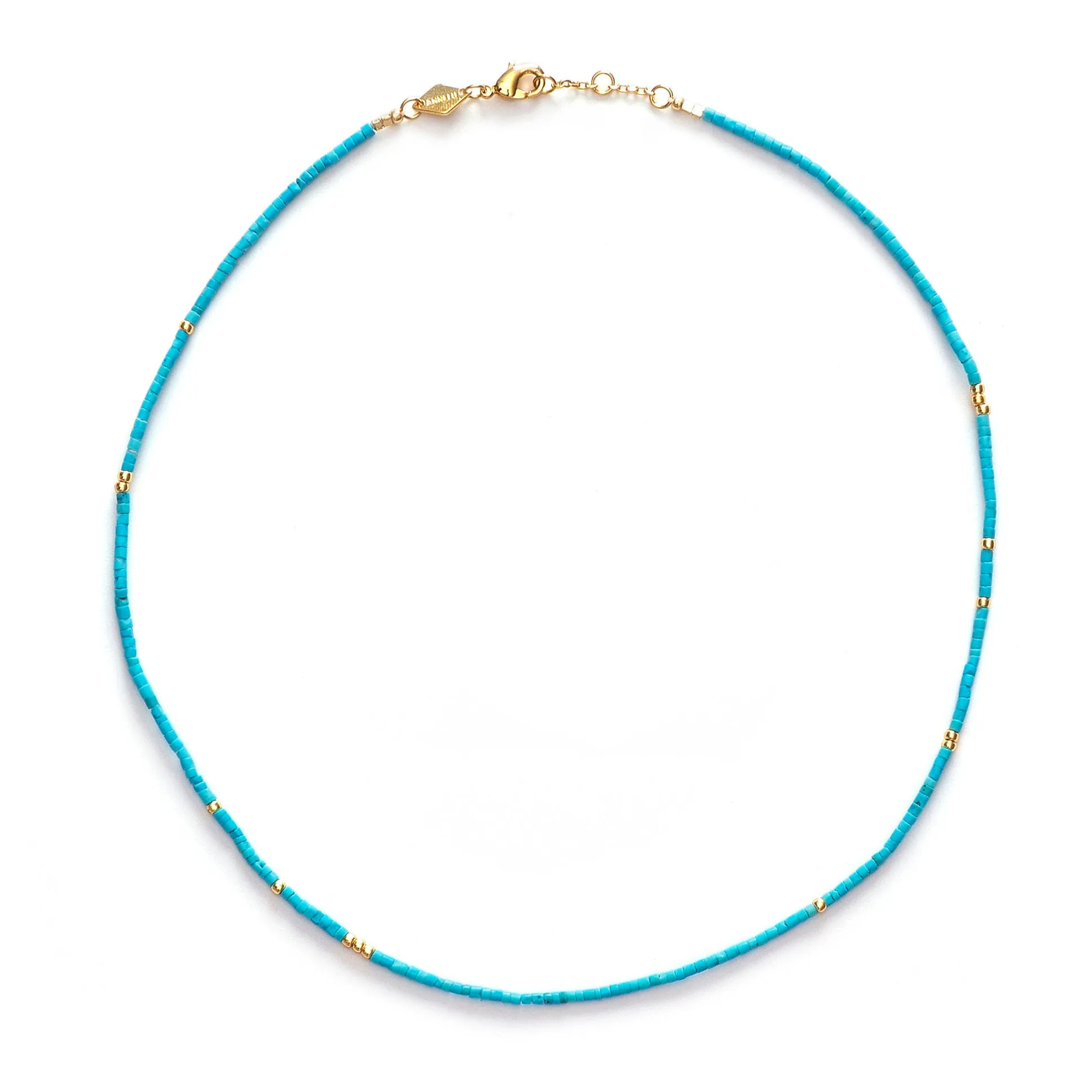 Sun Stalker Gold Plated Necklace w. Blue Lagoon Beads