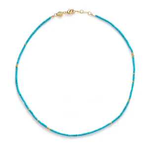 Sun Stalker Gold Plated Necklace w. Blue Lagoon Beads