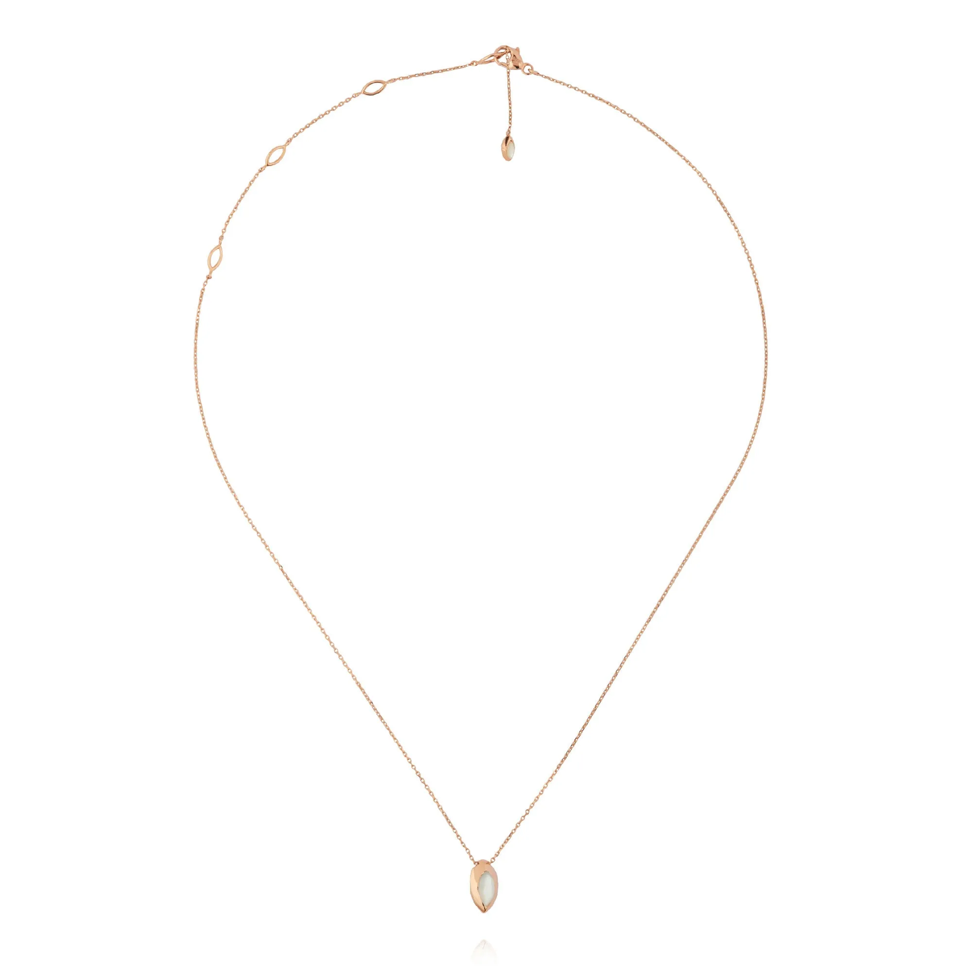 Swinging Pendant 18K Rosegold Necklace w. Malachite & Pearl