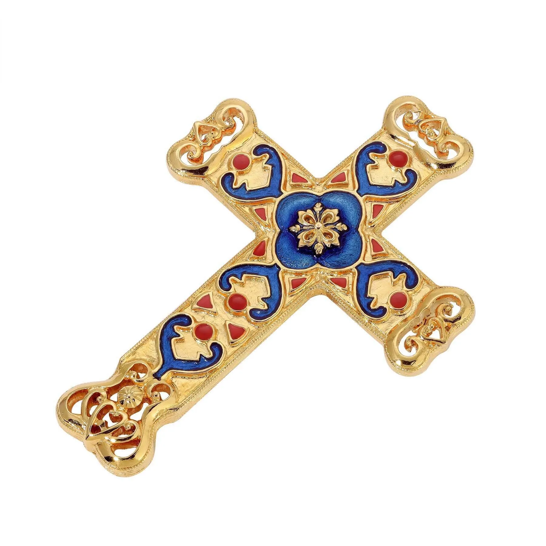 Symbols Of Faith Antigua Enamel Cross & Heart Brooch 1928 Jewelry
