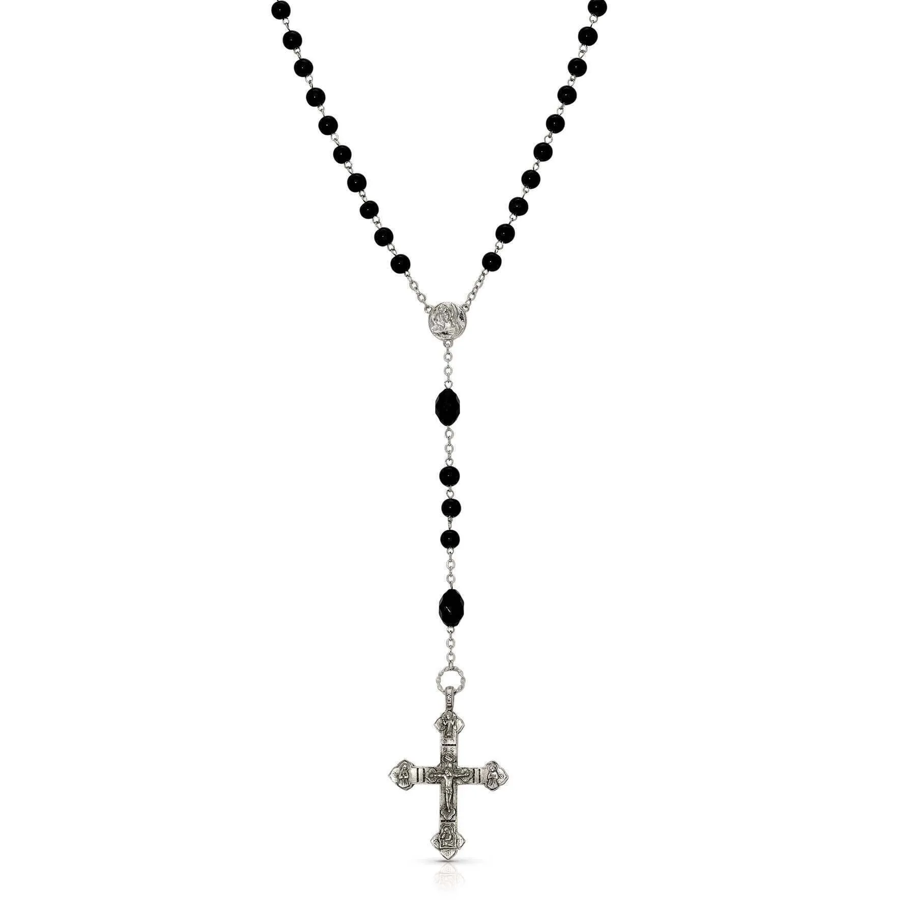 Symbols Of Faith Black Bead Crucifix Rosary 1928 Jewelry