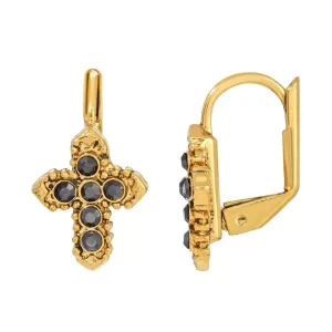 Symbols Of Faith Black Hematite Crystal Cross Earrings 1928 Jewelry
