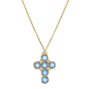 Symbols Of Faith Blue Channel Cross Pendant Necklace 28" 1928 Jewelry