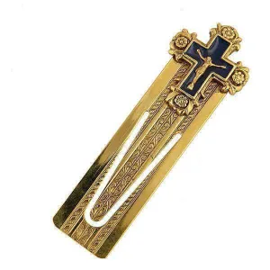 Symbols Of Faith Blue Enamel Crucifix Small Bookmark 1928 Jewelry