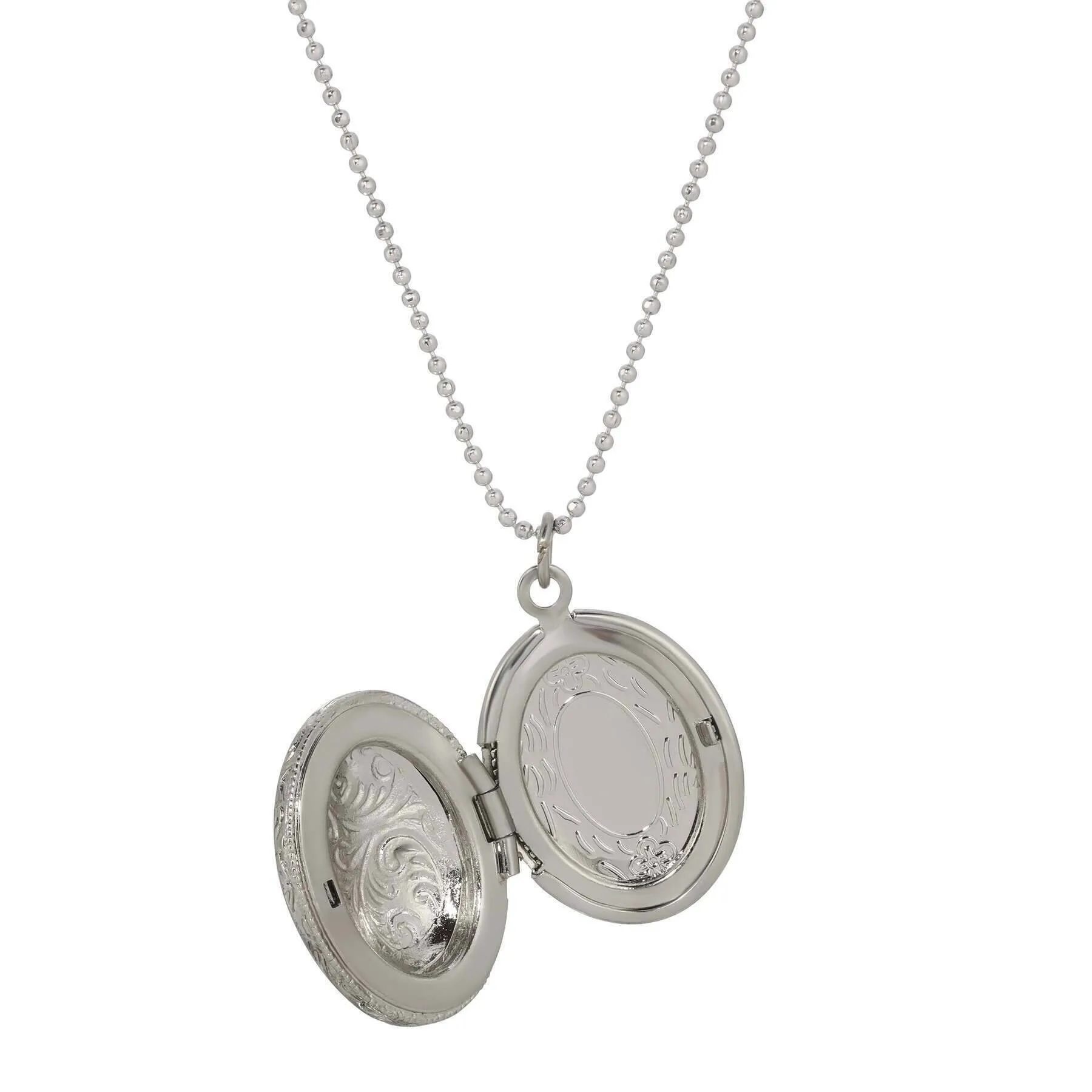 Symbols Of Faith Budded Cross Oval Enamel Photo Locket Necklace 18" 1928 Jewelry