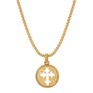 Symbols Of Faith Budded Gold Cross Pendant Necklace 20" 1928 Jewelry