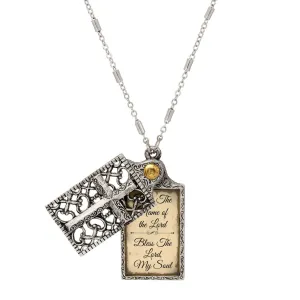 Symbols Of Faith Cross and "Bless" Slide Locket Necklace 28" 1928 Jewelry