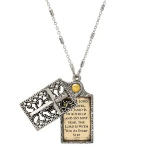 Symbols Of Faith Cross and "Hear O Lord" Slide Locket Necklace 28" 1928 Jewelry