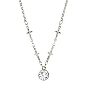 Symbols Of Faith Cross Chain Crystal Pendant Necklace 16"   3" Extender 1928 Jewelry