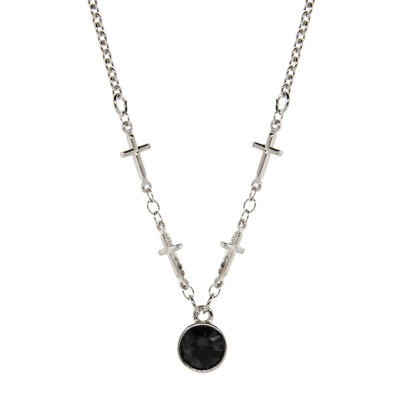 Symbols Of Faith Cross Chain Crystal Pendant Necklace 16"   3" Extender 1928 Jewelry