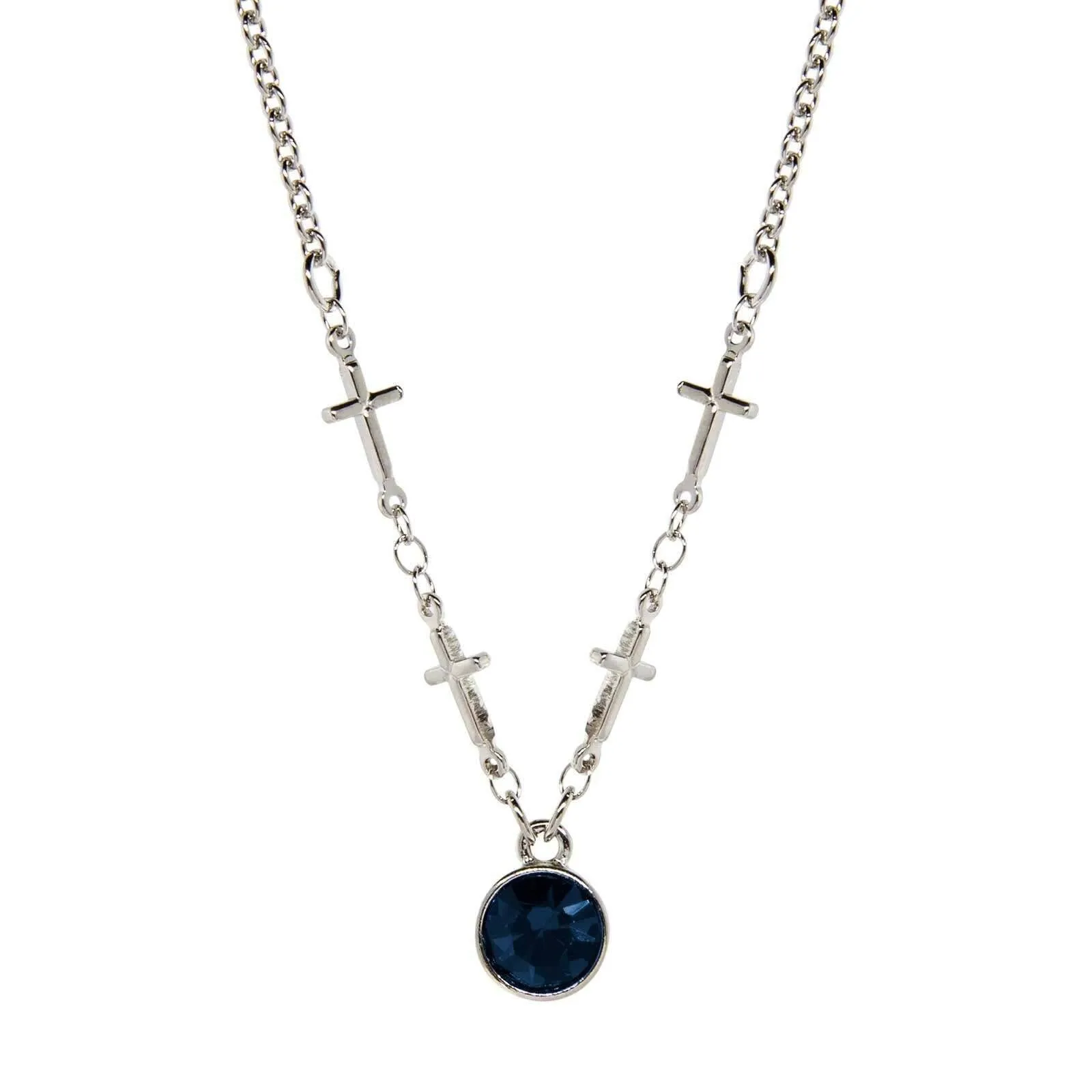 Symbols Of Faith Cross Chain Crystal Pendant Necklace 16"   3" Extender 1928 Jewelry