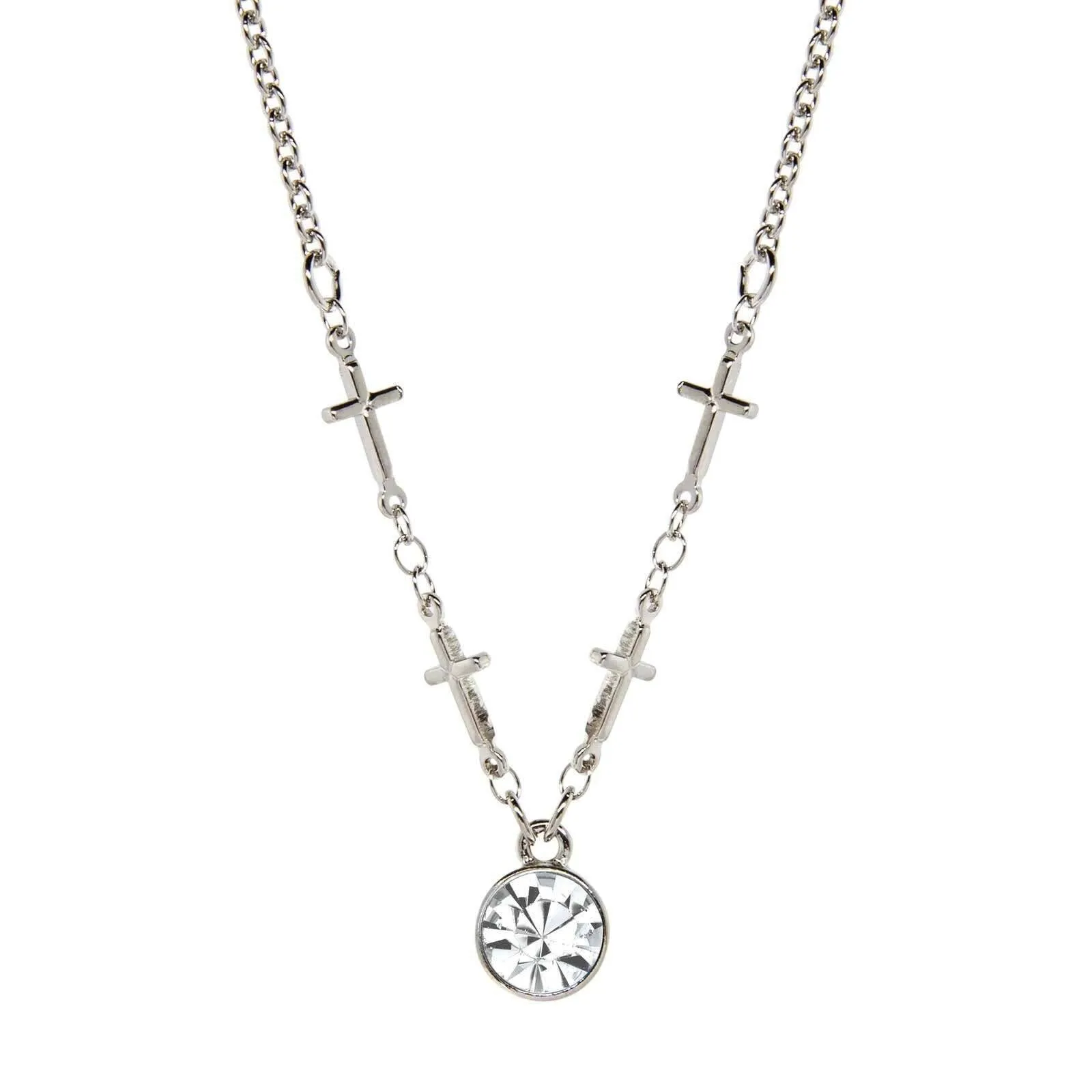 Symbols Of Faith Cross Chain Crystal Pendant Necklace 16"   3" Extender 1928 Jewelry