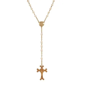 Symbols Of Faith Crucifix & Faux Pearl Glass Bead Rosary 1928 Jewelry