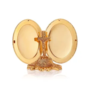 Symbols Of Faith Crucifix Photo Locket Gold Tabletop Decor Stand 1928 Jewelry