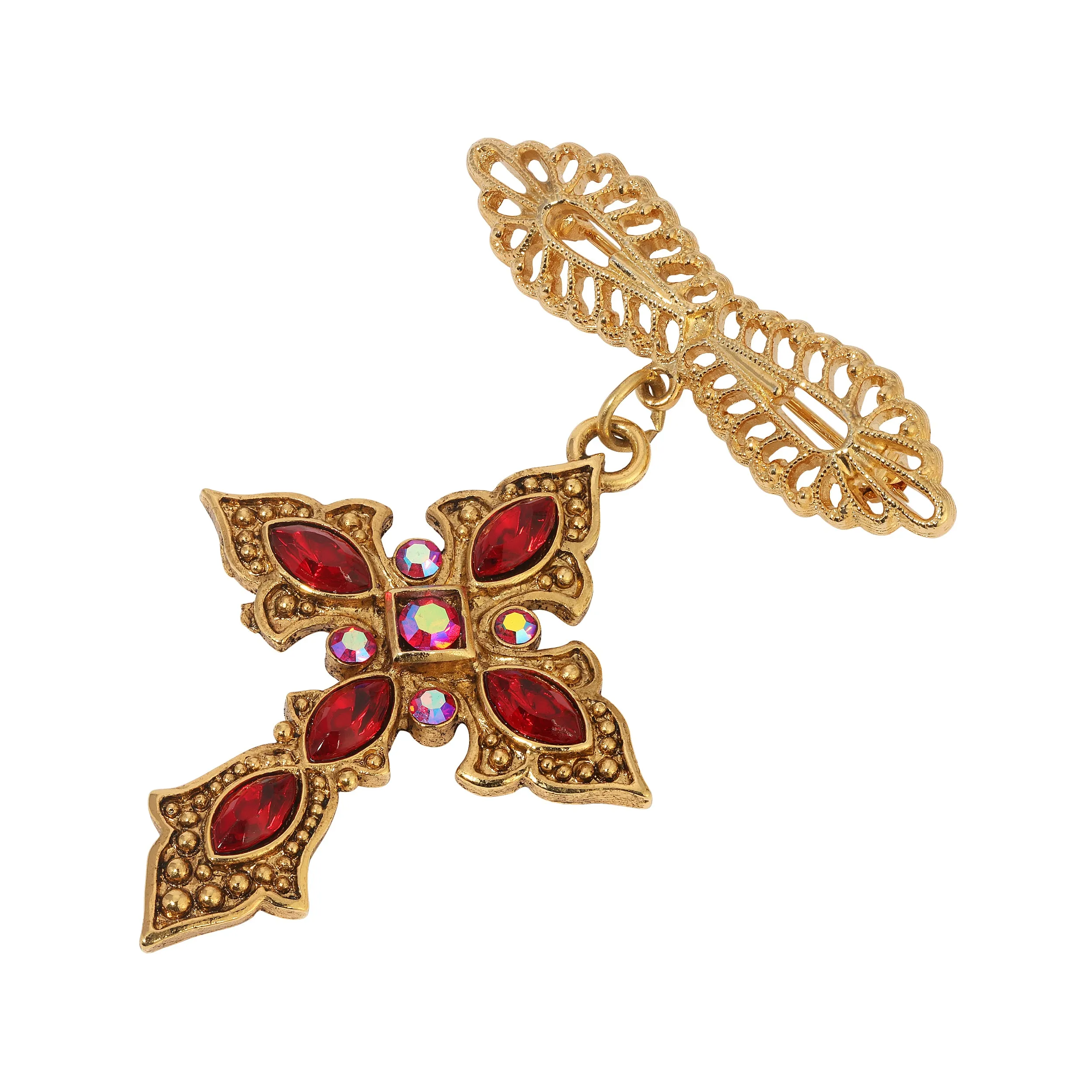 Symbols Of Faith Crux Ornata Red Crystal Cross Pin 1928 Jewelry