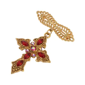 Symbols Of Faith Crux Ornata Red Crystal Cross Pin 1928 Jewelry