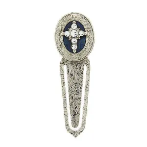 Symbols Of Faith Crystal Cross Blue Enamel Bookmark 1928 Jewelry