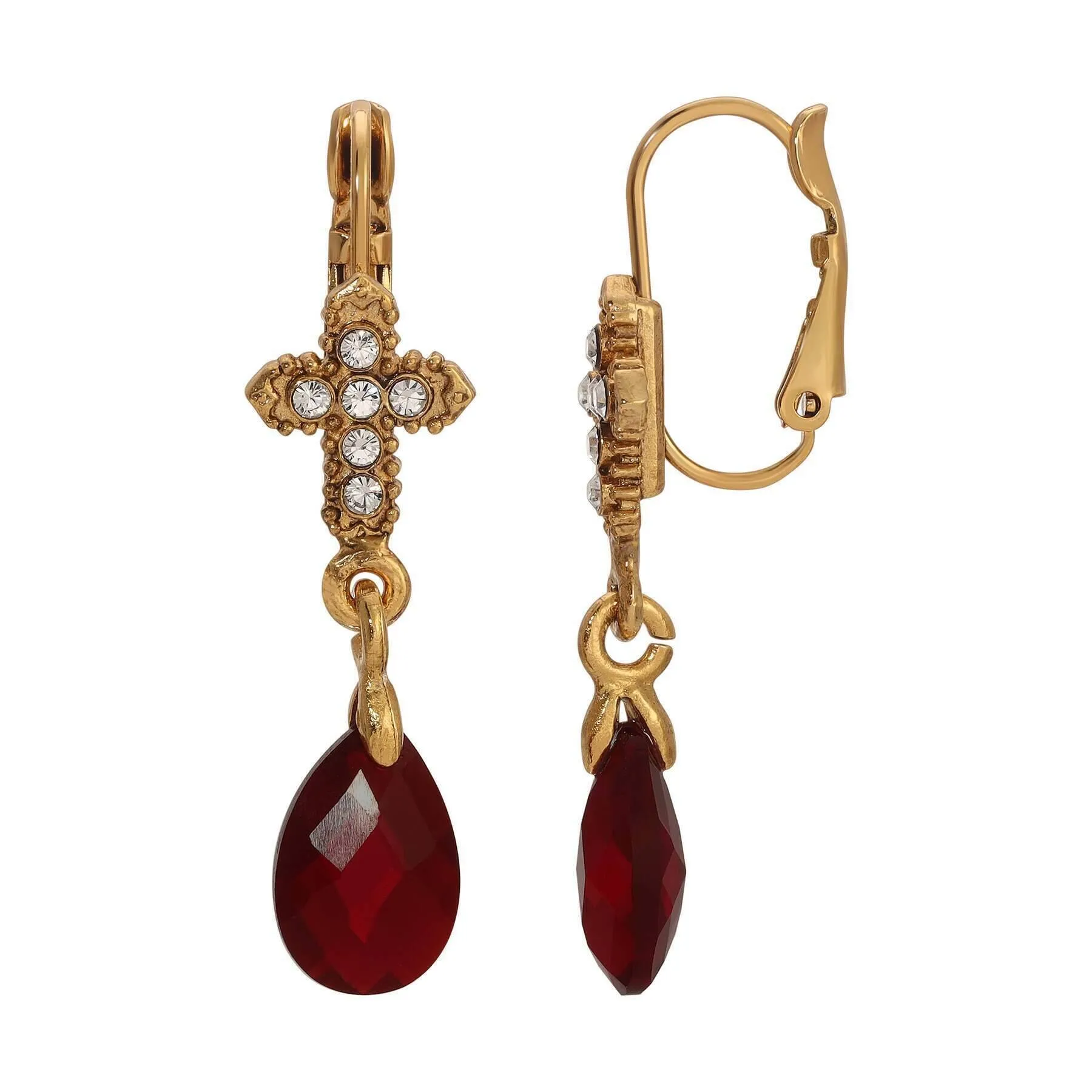 Symbols Of Faith Crystal Cross Briolette Stone Elegance Drop Earrings 1928 Jewelry