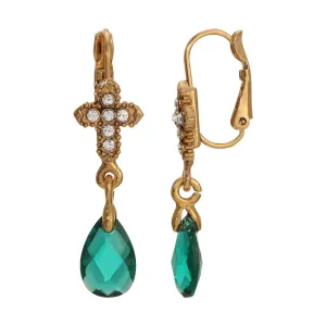 Symbols Of Faith Crystal Cross Briolette Stone Elegance Drop Earrings 1928 Jewelry