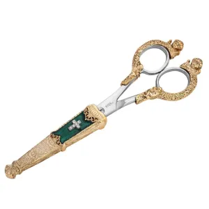 Symbols Of Faith Crystal Cross Enamel Scissor Holder With Scissors 1928 Jewelry