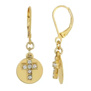 Symbols Of Faith Crystal Cross With Round Disc Earrings 1928 Jewelry
