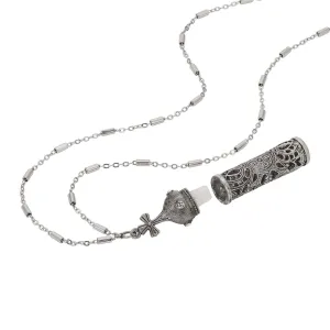 Symbols Of Faith Crystal Filigree Holy Water Vial Necklace 30" 1928 Jewelry