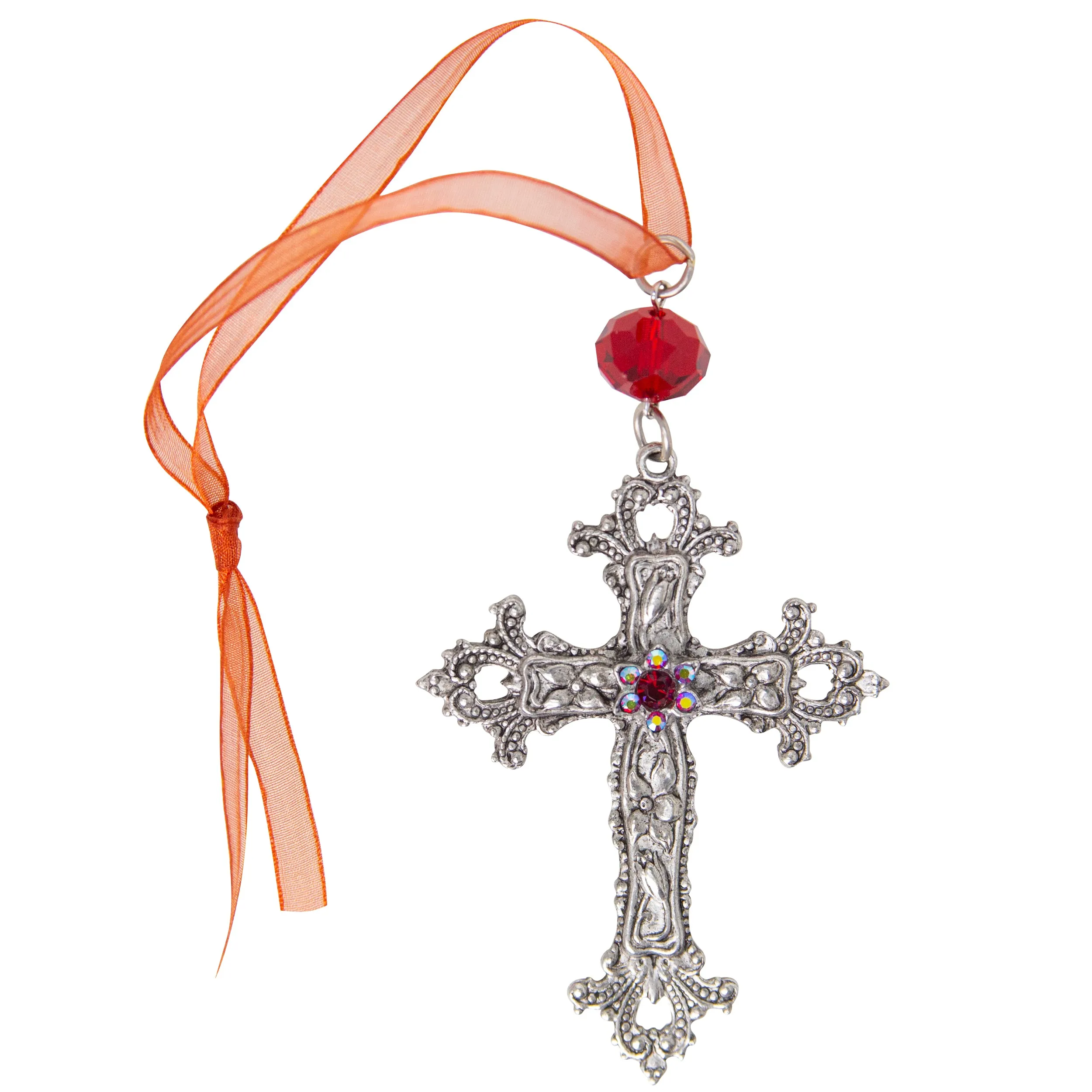 Symbols Of Faith Crystal Flower & Cross Christmas Tree Ornament 1928 Jewelry