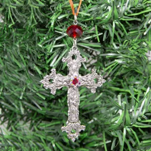 Symbols Of Faith Crystal Flower & Cross Christmas Tree Ornament 1928 Jewelry
