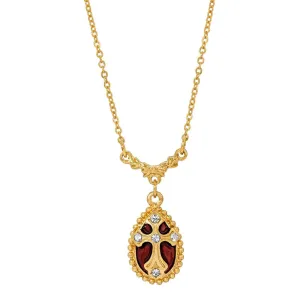 Symbols Of Faith Crystal Red Enamel Cross Pendant Necklace 16"   3" Extender 1928 Jewelry