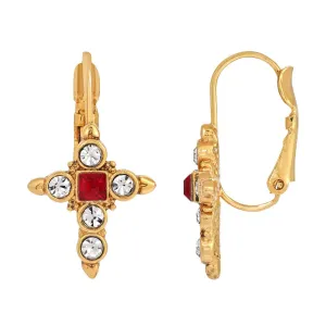 Symbols Of Faith Crystal Siam Red Cross Earrings 1928 Jewelry