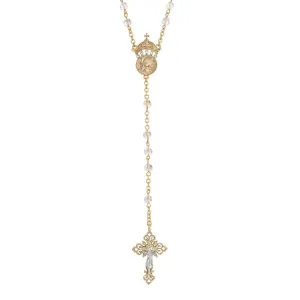 Symbols Of Faith Crystal Two Rings And Crucifix Medallion Wedding Rosary 20 1928 Jewelry