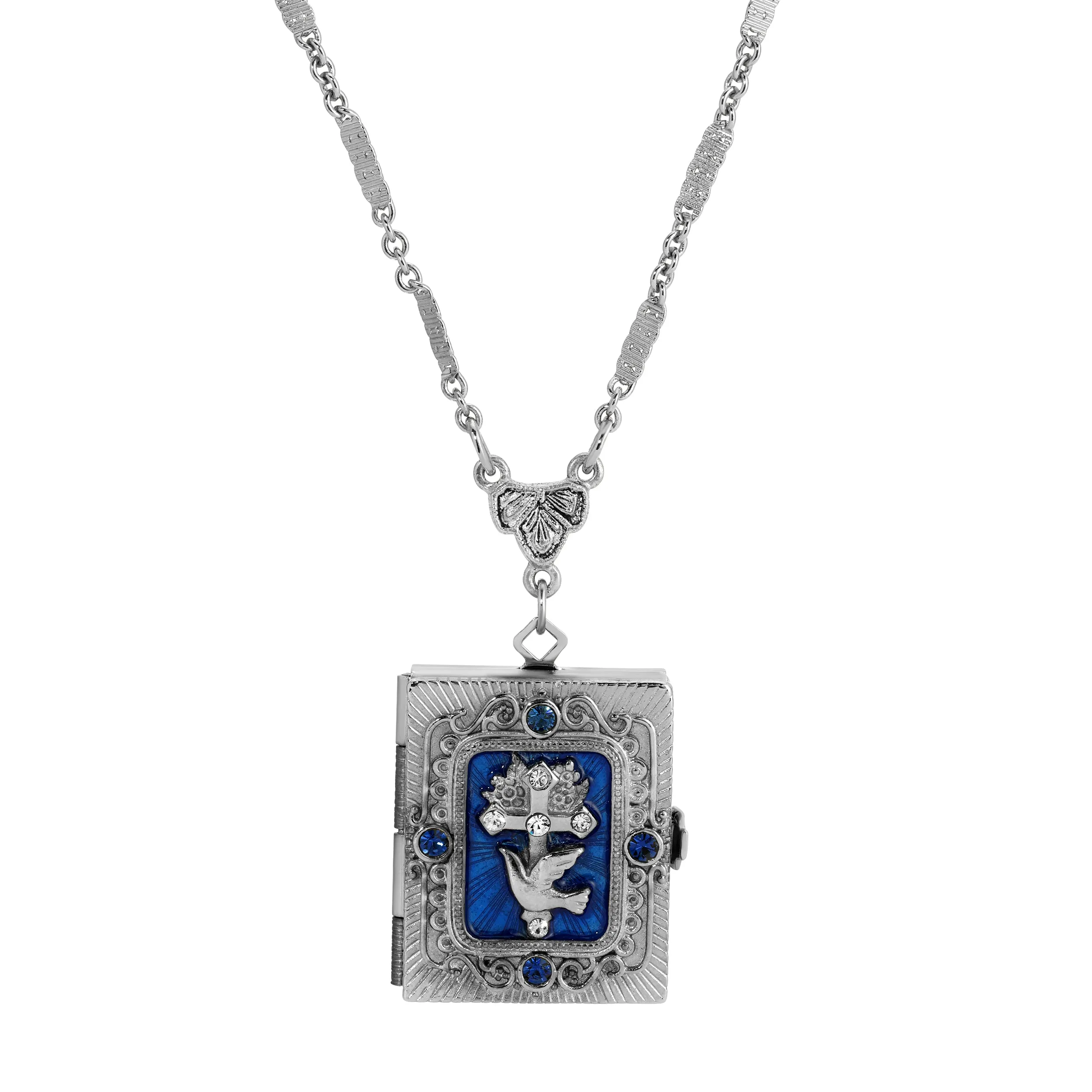 Symbols of Faith Divine Grace Photo Locket Necklace 28" 1928 Jewelry