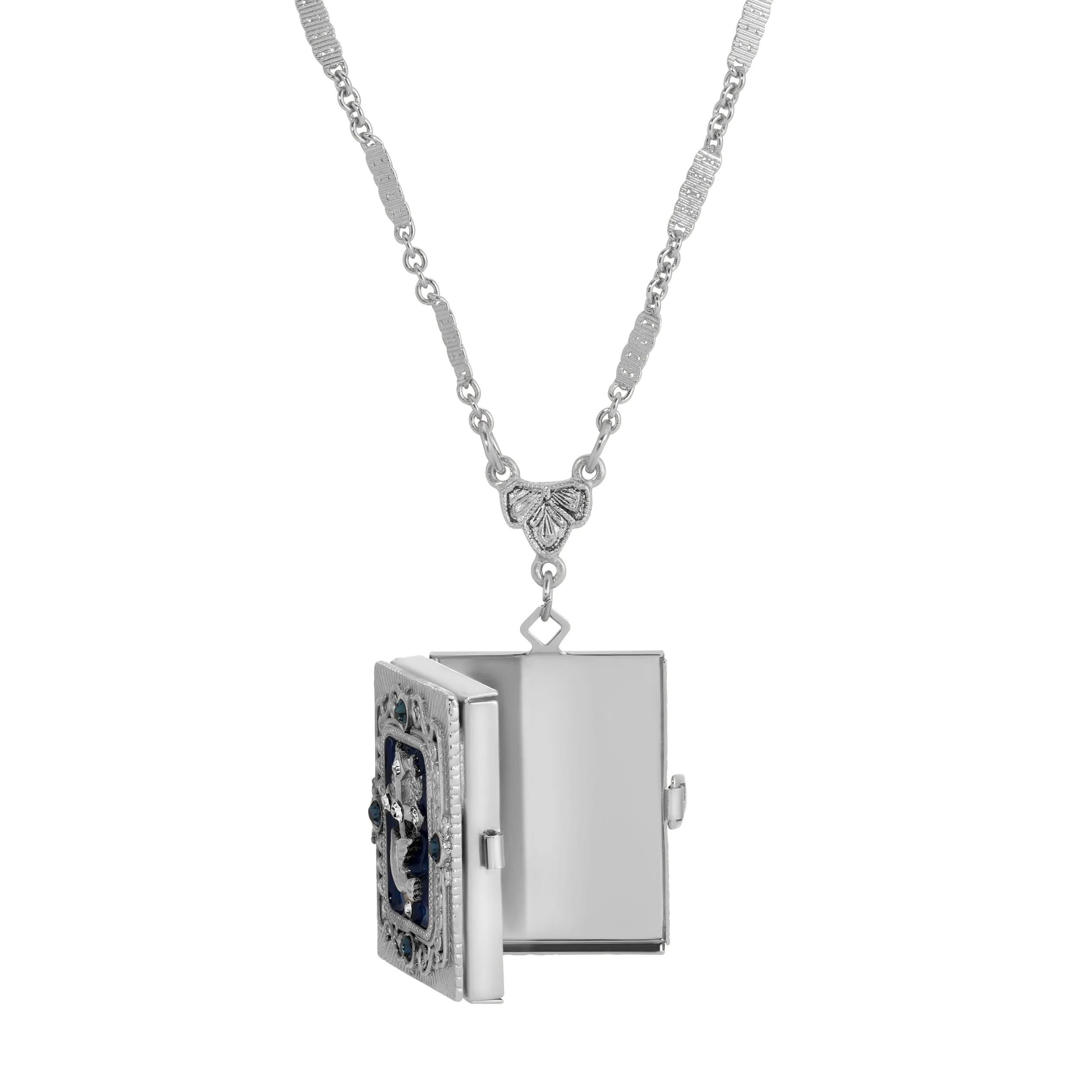 Symbols of Faith Divine Grace Photo Locket Necklace 28" 1928 Jewelry