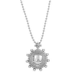 Symbols Of Faith Double Sided Lamp And Bible Rosary Reliquary Pendant Necklace 22" 1928 Jewelry
