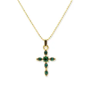 Symbols Of Faith Emerald Green Crystal Cross Pendant Necklace 16"   3" Extension 1928 Jewelry