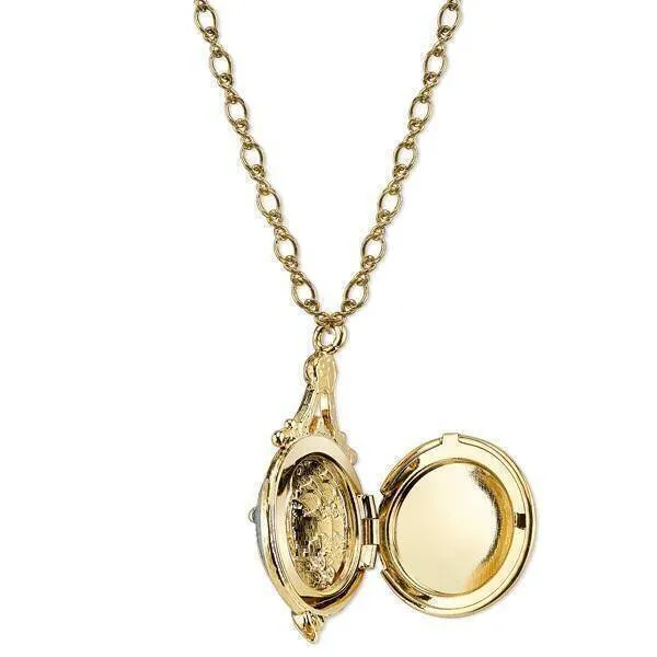 Symbols Of Faith Enamel Mary And Child Locket Necklace 18" 1928 Jewelry
